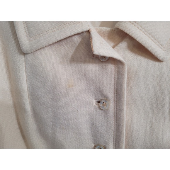 Vintage The Travelaire Cream Wool Button Split Cuff Union Made Dress Coat Sz 16 - Picture 5 of 16